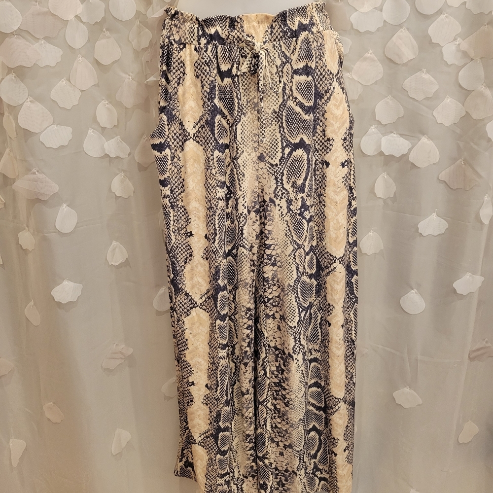 derek heart large snake-skin print drawstring sweatpants/pajama bottoms